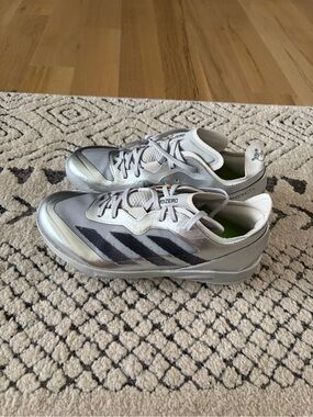 adidas Adizero Instinct+ S Silver and Black Softball Cleat